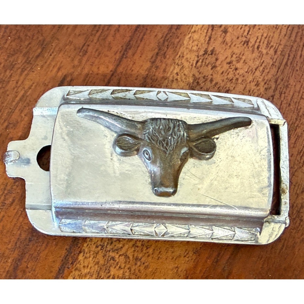 Vintage Longhorn Steer Belt Buckle PAT PEND Western Cowboy Rodeo Texas
